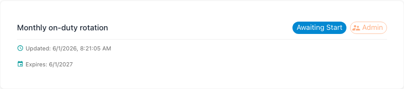 Organized events on the dashboard with 365-day availability