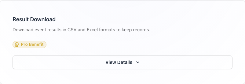 Result download section (Pro benefit)